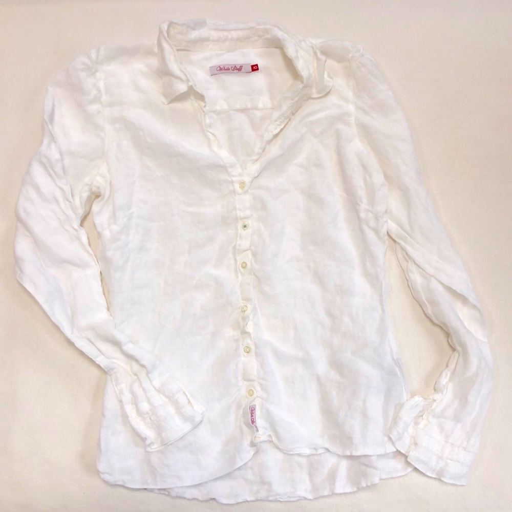 White Stuff Linen White Button Up - 10